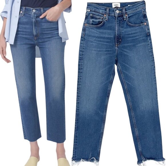 Citizens of Humanity Daphne Crop High Rise Stovepipe Jeans in Concord Size 24 - Picture 1 of 16